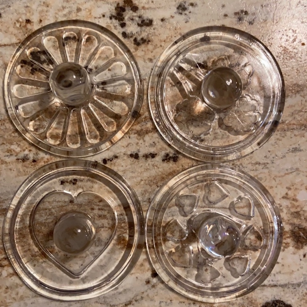 Vintage Glass Cookie Stamps Set of 4 Exquisite in original box Alfred E Knobler